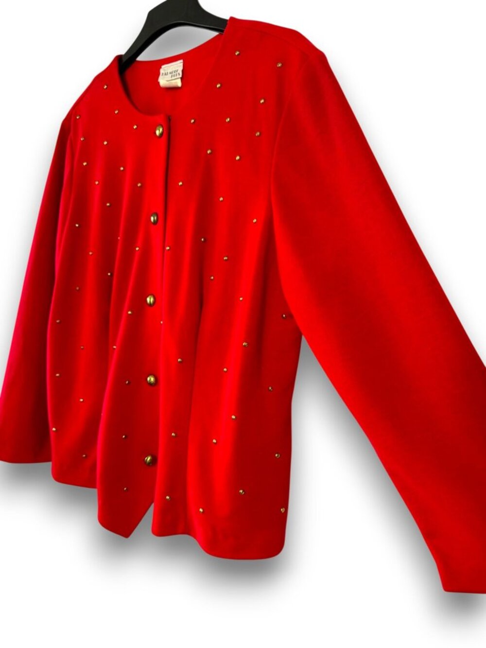 Vintage Halmode Plus Red Studded Button Front Blouse 80s 90s - Picture 6 of 12